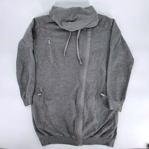 AllSaints‎ Womens Ridley Gray Oversized Biker Zip Hoodie Moto Syle 8 Streetwear